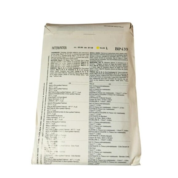 Butterick Sewing Pattern BP439 Handbags Purses Uncut - Picture 2 of 2